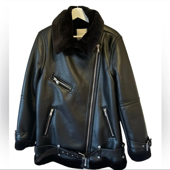 $189 Bagatelle Oversized Faux Shearling Jacket Black Moto Coat size L LAST WEEK! - Picture 8 of 9